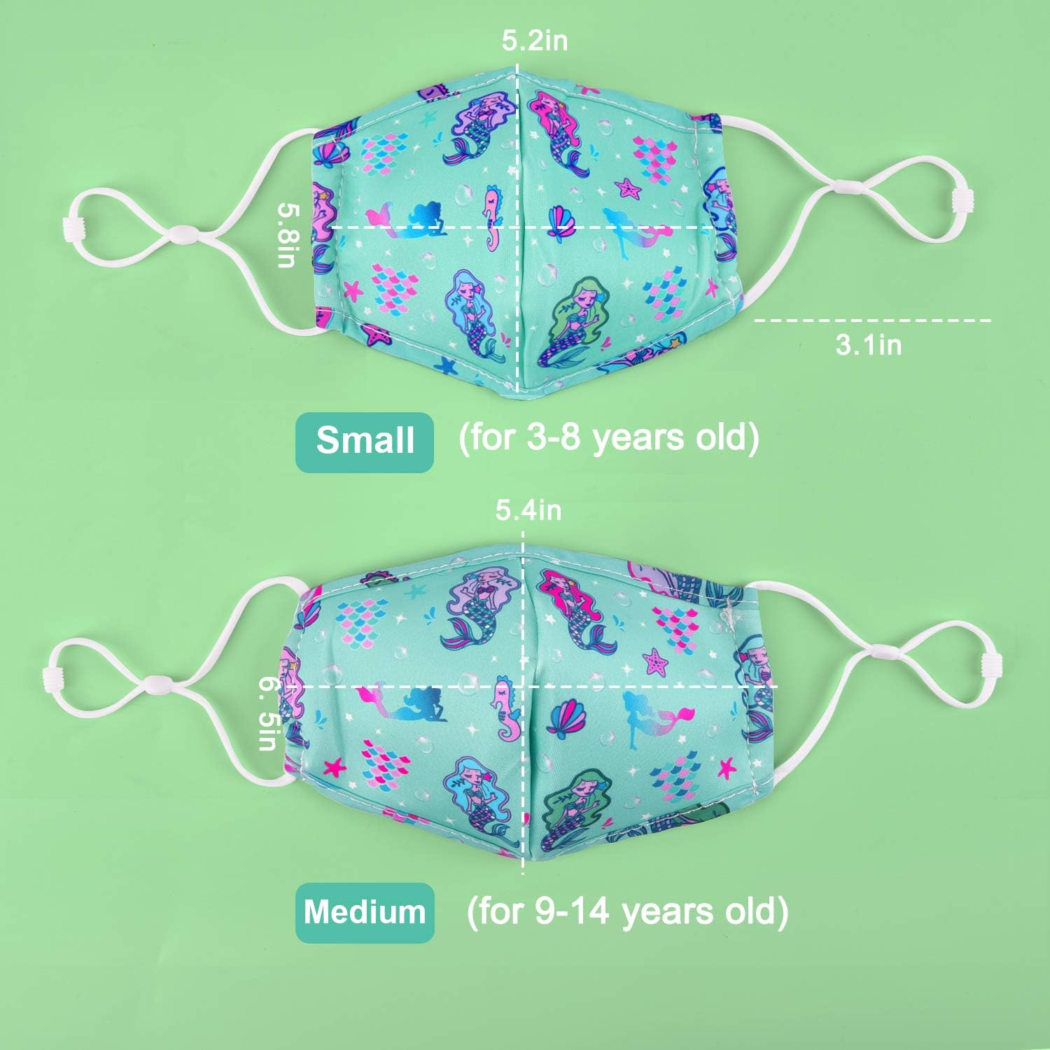 CIKIShield 6 Pack Children Adjustable Cloth Face Mask for Kids Girls Boys Washable Reusable Face Cover UV Protection: Clothing