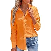 Button Down Shirts for Women Dress Shirt Long Sleeve Wrinkle Free Collared Blouse Work Business Office Solid Corset Tops