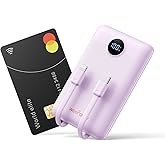 WeeFancy Mini Portable Charger with Built-in Cables 22.5W Fast Charging Power Bank USB-C Small Battery Pack 10000mAh Travel Essential Slim Battery for iPhone 17/16/15/14, Samsung 25/24, and More