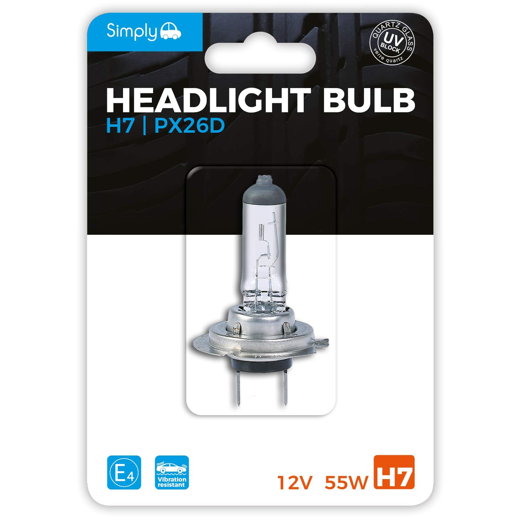 Simply S499BL H7 Car Headlight Bulb - 12V, 55W, Complies with ECE R-37, UV Filter, Suitable for all Headlights, Maximum Visibility (BLISTER PACK), Yellow