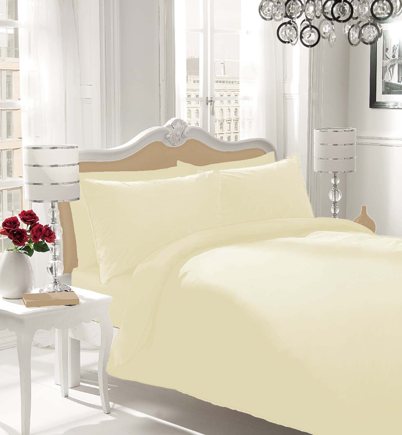 Marilyn Bed and Bath Pollycotton Duvet Set Available In and Sizes (Cream, King)
