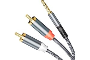 JOMLEY 3.5mm to 2 RCA Audio Cable, 3.5mm Male to 2 RCA Male Stereo Y Splitter Adapter Cable for Smartphone, Speaker, HDTV, Ta