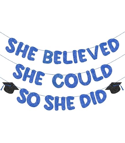 Tortenaufsatz She Believed She Could So She Did – Glitzer Kuchen Topper Für Abschlussfeier 2022