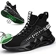 KGJIANDA Steel Toe Boots for Men Lightweight Work Shoes for Men Comfortable Steel Toe Sneakers Indestructible Safety Boots Steel Toe Tennis Black Shoes