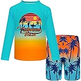 Boys Two Piece Rash Guard Swimsuits Kids Short Sleeve Swimwear Sets Quick Dry Bathing Suit 3-10 Years
