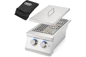 STANBROIL Hygrill Double Side Burner, Built In Double Grilling Side Burners for Outdoor Kitchen, Outdoor BBQ Grill Island, Natural Gas Version