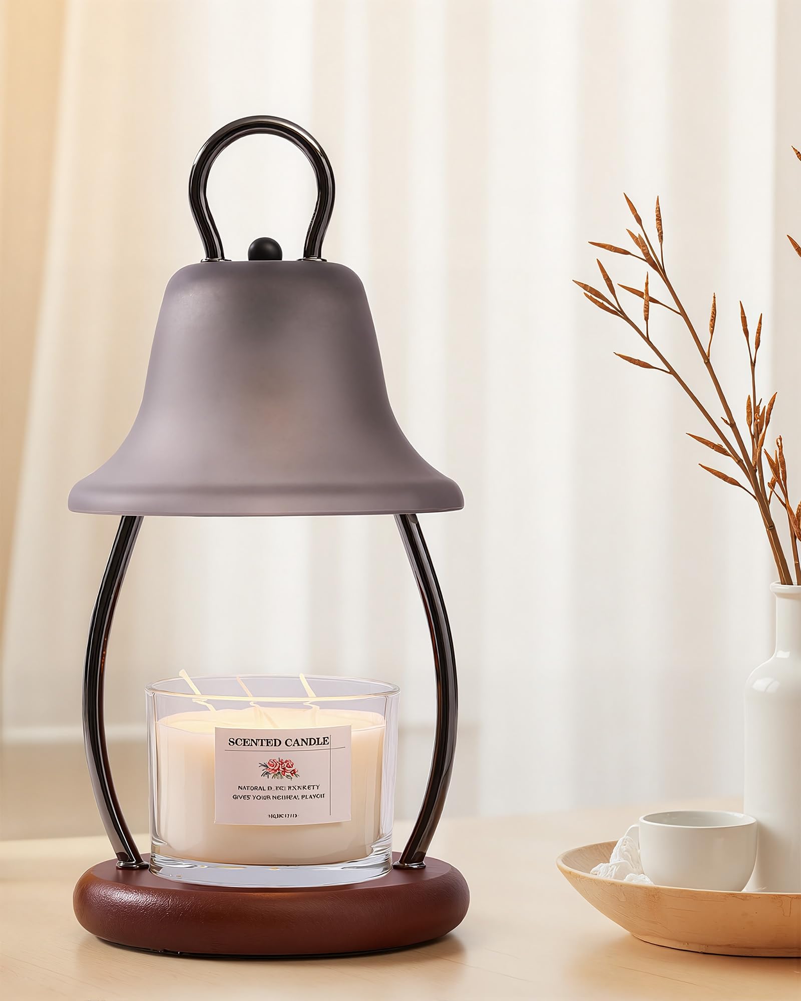 Photo 1 of HONGZZI Candle Warmer Lamp with Timer & Dimmer - Electric Candle Light Warmer for Jar Candles, Adjustable Brightness, 2 Replacement Bulbs Included (Black)