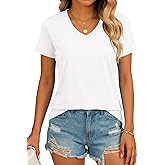 SMENG Basic Vneck Tshirts for Women UPF50+ Soft Breathable Workout Shirts Short Sleeve Casual Summer Tops Trendy