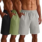 Ficerd 3 Pack Men's Big and Tall Lounge Pajama Casual Drawstring Jersey Shorts with Pockets PJ Gym Summer Clothes