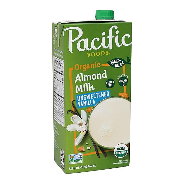 PACIFIC FOODS ORGANIC UNSWEETENED VANILLA ALMOND MILK, PLANT...