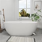 Mokleba 65" Acrylic Freestanding Bathtub, Double Ended Free Standing Tub, Soaking Tub with Integrated Slotted Overflow, Toe-T