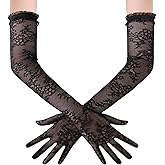 BABEYOND Lace Gloves for Women - Long Floral Gloves Stretchy Elbow Length Elegant Costume Flapper for Wedding Opera Tea Party
