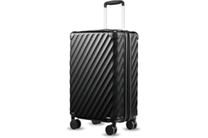 LUGGEX Luggage with Spinner Wheels - Polycarbonate Expandable Hard Shell Suitcase, Carry-On 20-Inch, Shadow Black