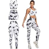 SALSPOR 3 Piece Workout Sets for Women Butt Lifting Leggings with High Impact Sports Bra Gym Shorts