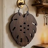 Rustic Wooden Monstera Leaf Wall Decor, Boho Farmhouse Hanging Ornament | Natural Wood Hollow Carved, Tropical Botanical Wall Art for Living Room Bedroom Kitchen, Unique Housewarming Gift