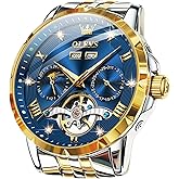 OLEVS Automatic Watches for Men Self Winding Mechanical Skeleton Luxury Dress Stainless Steel Diamond Men Wrist Watches