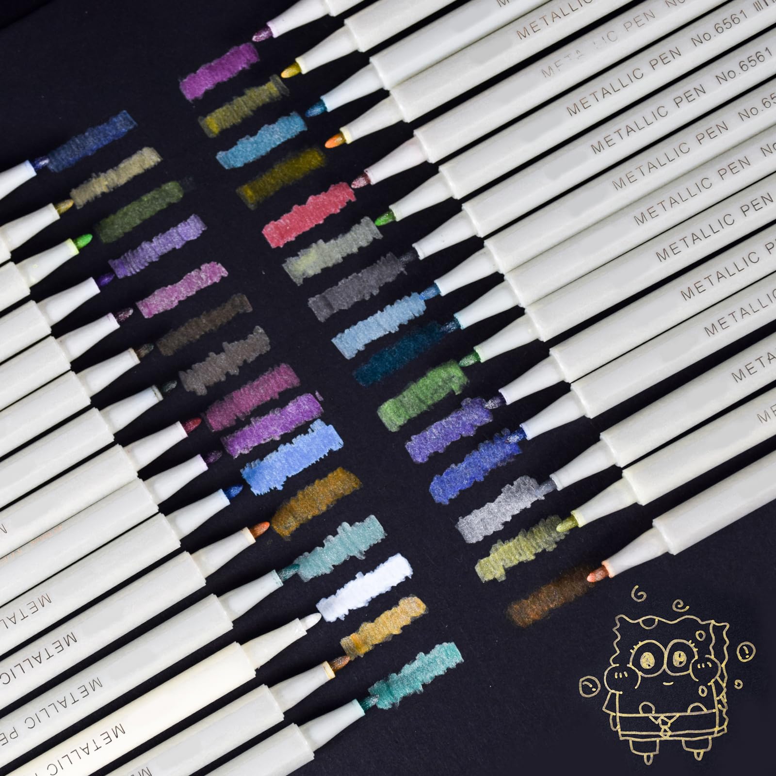 Elezeal Metallic Marker Pens 30 Colours Scrapbook Pens Metallic Color Pens Bullet Tip Glitter Pen Set for Scrapbooking, Card Making, DIY Photo Album, Glass, Metal, Wood, Rock, Art Supplies