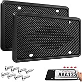 Intermerge License Plate Frames, 2 Pack, Universal US Car Black TPU Bracket Holder. Rust-Proof, Rattle-Proof, Weather-Proof with Drainage Holes Car Accessories