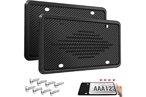 Intermerge License Plate Frames, 2 Pack, Universal US Car Black TPU Bracket Holder. Rust-Proof, Rattle-Proof, Weather-Proof with Drainage Holes Car Accessories