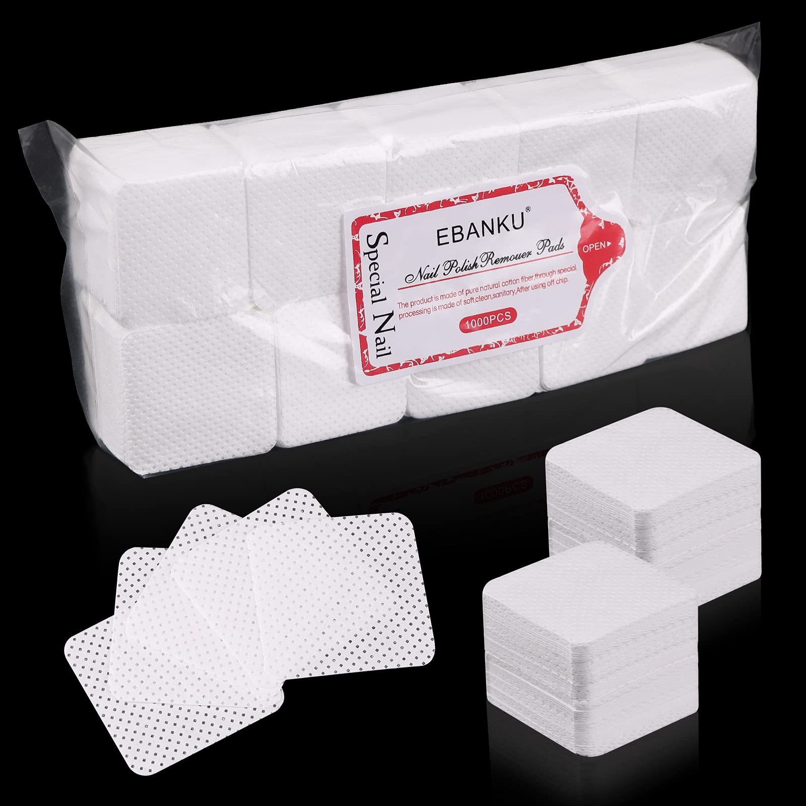 EBANKU 1000 PCS Lint Free Wipes for Nails, Lash Glue, Eyelash Extensions Supplies, Non-Woven Fabric Pads for Eyelash Glue Bottle and Nail Polish Wiping
