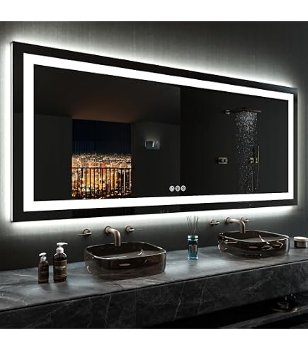 Sorvita LED Bathroom Mirror With Light – 28x36 Fogless Vanity Mirror, Dimmable Front & Backlit, Touch Sensor, Tempered Glass - View #2