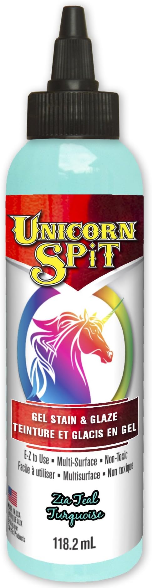 Unicorn SPiT Teal Cyan Stain, Gel Paint and Glaze in one for Wood, Glass, Metal and Fabric 118ml
