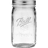 1 Ball Mason Jar Wide Mouth 32 oz. (Quart) with Lid and Band - Clear