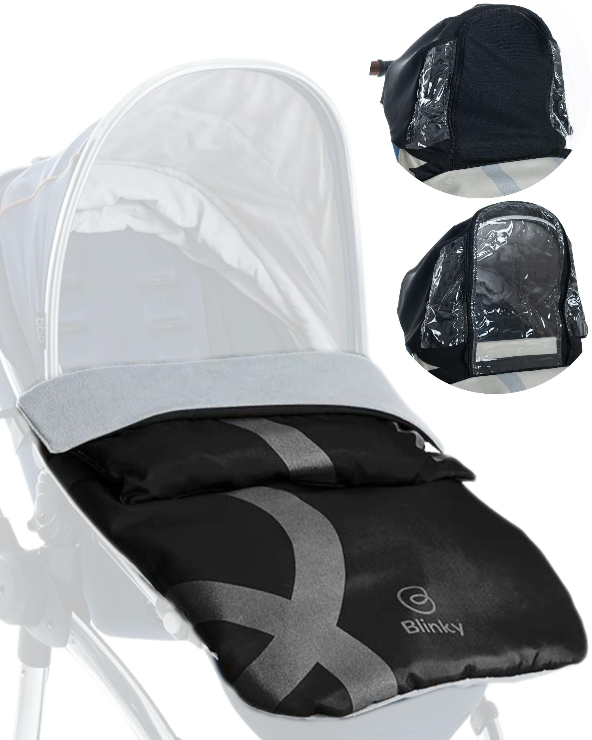 BlinkyWarm - Your All-Weather Buggy Buddy | 5-in-1 All-Season Rain Cover, Sunshade, Sleepshade & Breathable Fleece Lined Cosy Toes for Buggy | Footmuff for Stroller & Pushchair | Space