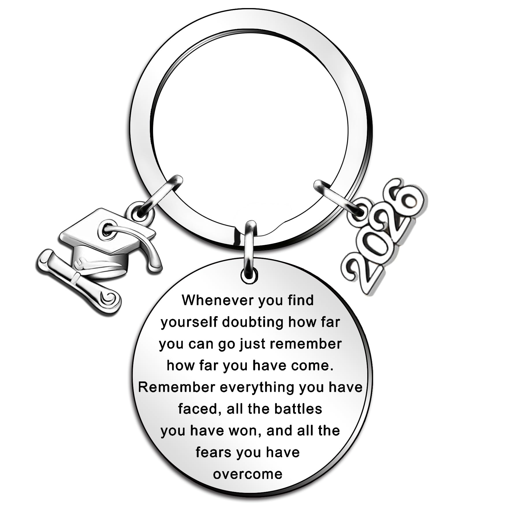 QMVMV 2026 Graduation Inspirational Keyring for Her Him Class of 2026 Student Graduation Gifts University College middle high School Graduate Souvenir for Senior Students