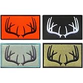 4 Pcs Outdoor Hunting Wild Antlers Military Tactical Morale Embroidery Coat of Arms Patch with Hook and Loop Fastener for Hats Caps Backpacks Clothes Jackets Uniform Dogs Vest