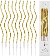 SUHAI 24 Pcs Gold Spiral Birthday Candles 6in with Holders Party Decor view 1
