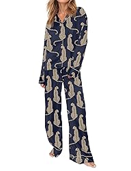 SHESHOW Women Satin Pjs Sets Long Sleeve Button Up