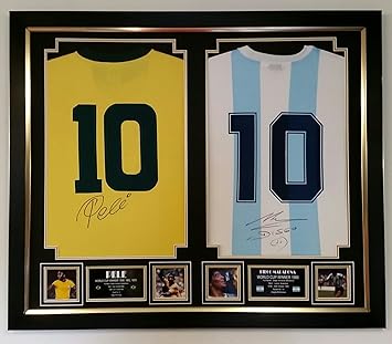 www.signedmemorabiliashop.co.uk Autogramm-Trikot Diego Maradona und Pele