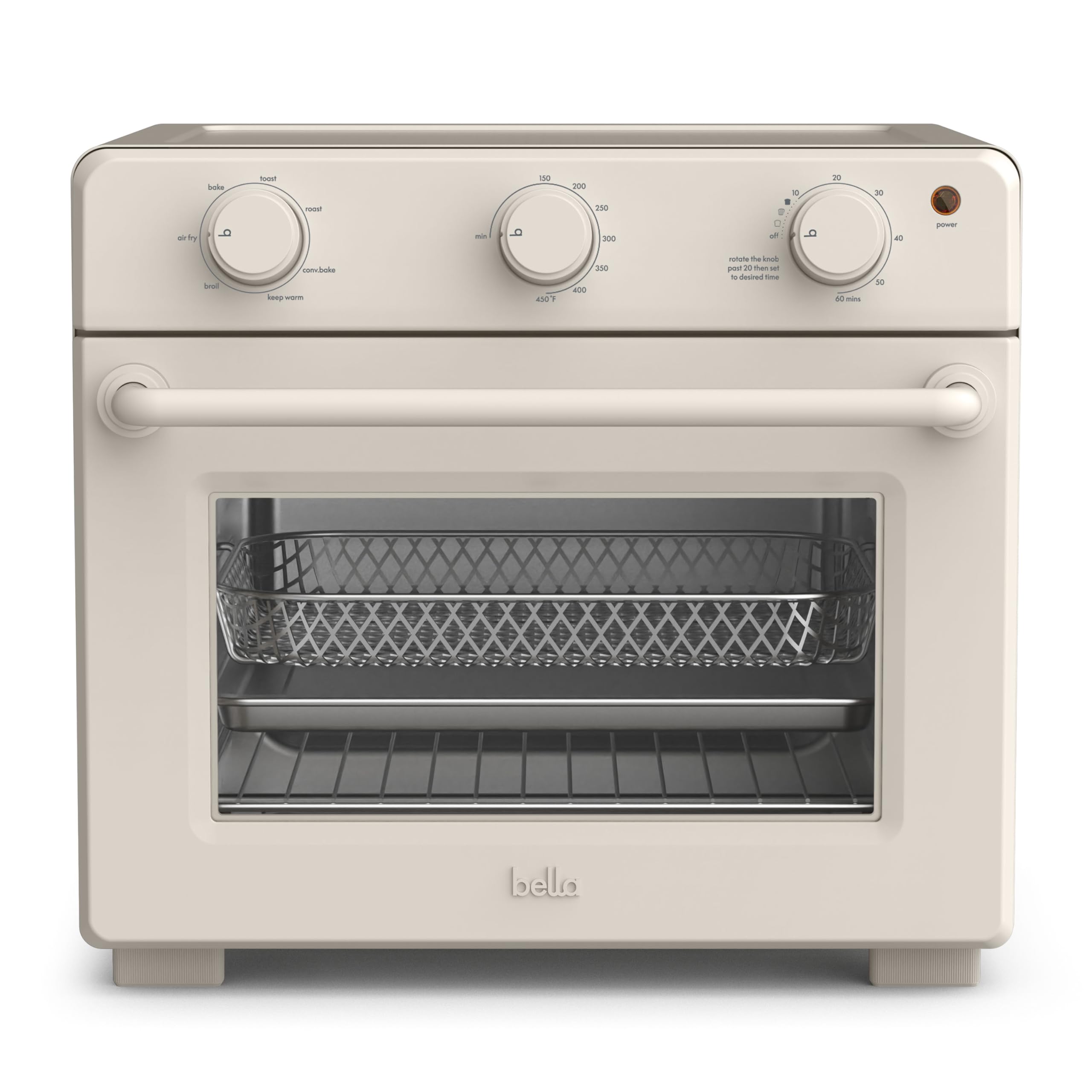 Photo 1 of ***(PARTS ONLY/ MAJOR DAMAGE/ NON FUNCTIONAL)***bella Air Fry Toaster Oven, 7 Preset Cooking Options, Dishwasher-Safe EverGood Coated Trays Included, 60-Minute Auto Shutoff w Audible Timer, Power Indicator Light, 1700 Watt, Oatmilk