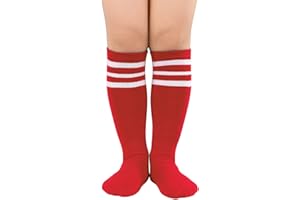 Zando Kids Child Cotton Three Stripes Sport Soccer Team Socks Uniform Tube Cute Knee High Stocking for Boys Girls