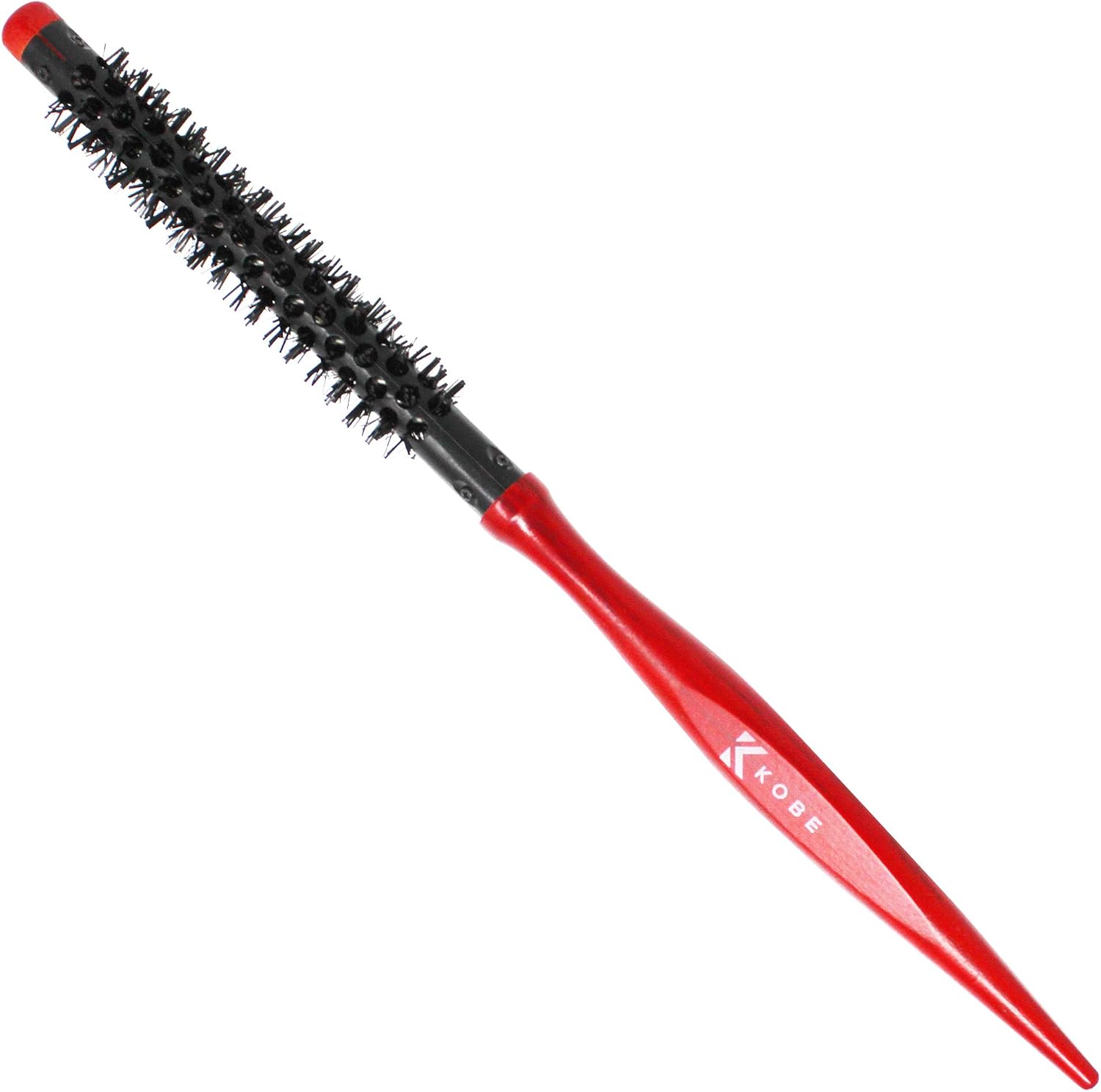 Kobe Red Wood Ionic Heat Resistant Styling Brush for Blow Drying - 11mm Barrel Brush - Curling & Detangling