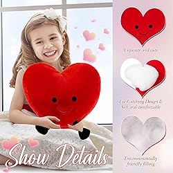 OYTlao Cute Red Heart Stuffed Plush, Red Heart