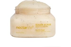 NECTAR BATH TREATS Sugar Scrub, Vanilla Body Scrub, Exfoliating Pre-Shave Leg Scrub, Butt Exfoliator Scrub, Bikini Hair Scrub, Natural and Vegan Moisturizing Body Skin Care for Women, 8 oz (Vanilla Sugar)