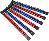 CASOMAN ABS Socket Organizer 6Pcs 1/4 3/8 1/2-Inch Blue Red Rails view 2