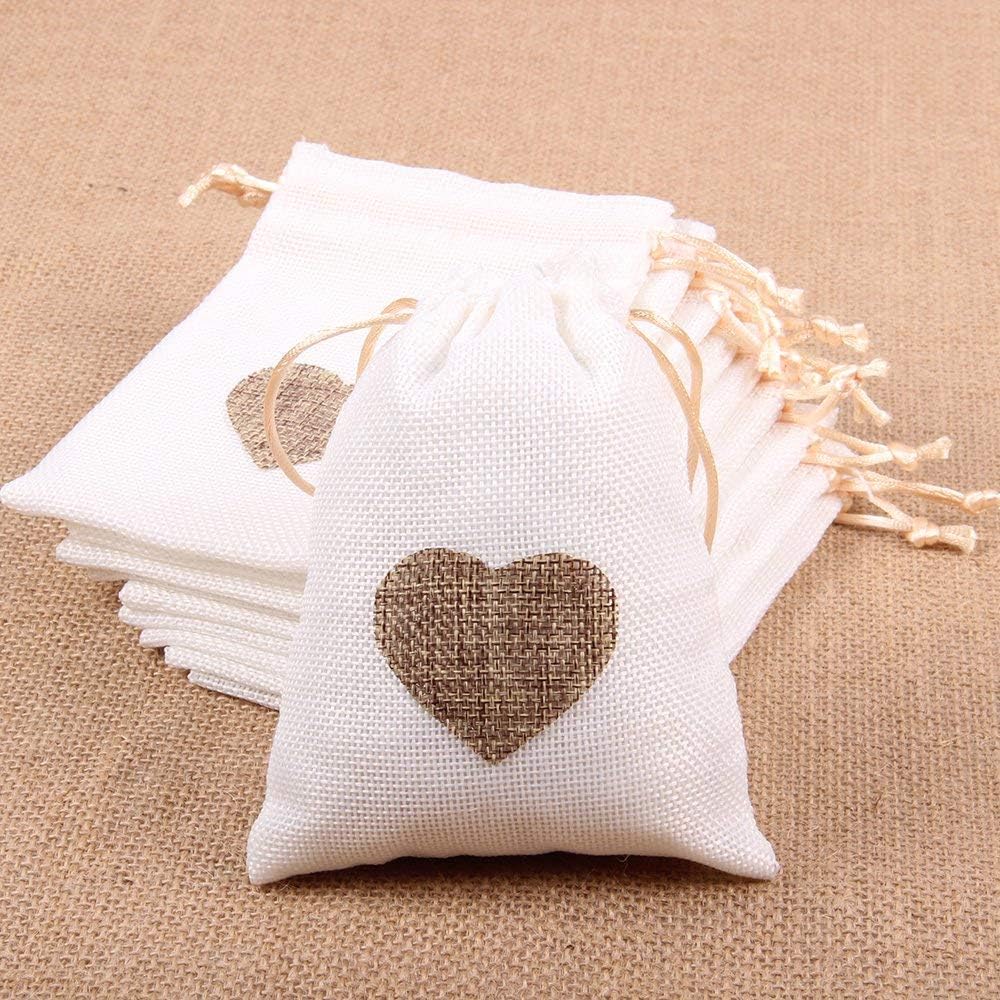 Junxia Natural Burlap Gift Bags for Wedding Party Decoration