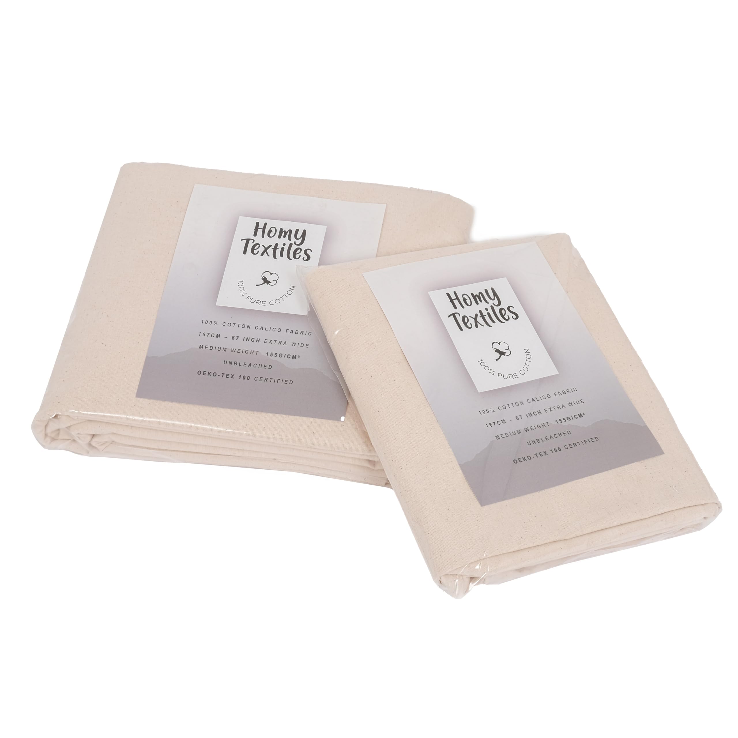 1 Metre - Calico Fabric by The Metre - 100% Cotton, Unbleached for Craft Works and Embroidery - Extra Wide 160 cm - Medium Weight 165 GSM - Premium Quality Material for DIY Projects and Sewing