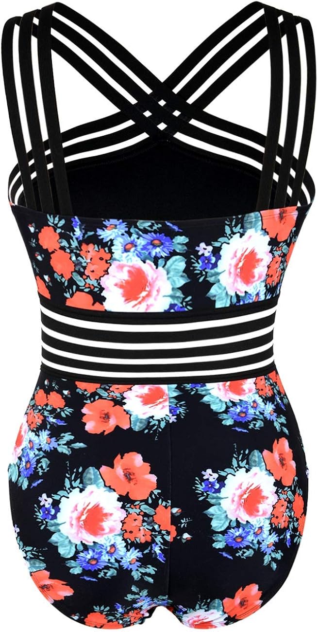 hilor women's one piece swimwear front crossover swimsuits hollow bathing suits monokinis