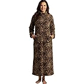 Alexander Del Rossa Women's Slim Fit Zip Up Fleece Robe, Soft Warm Plush Zipper Bathrobe