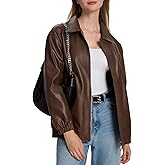 Moreone Faux Leather Jacket Women Oversize Leather Bomber Jacket Zip Up Going Out Jackets for Women