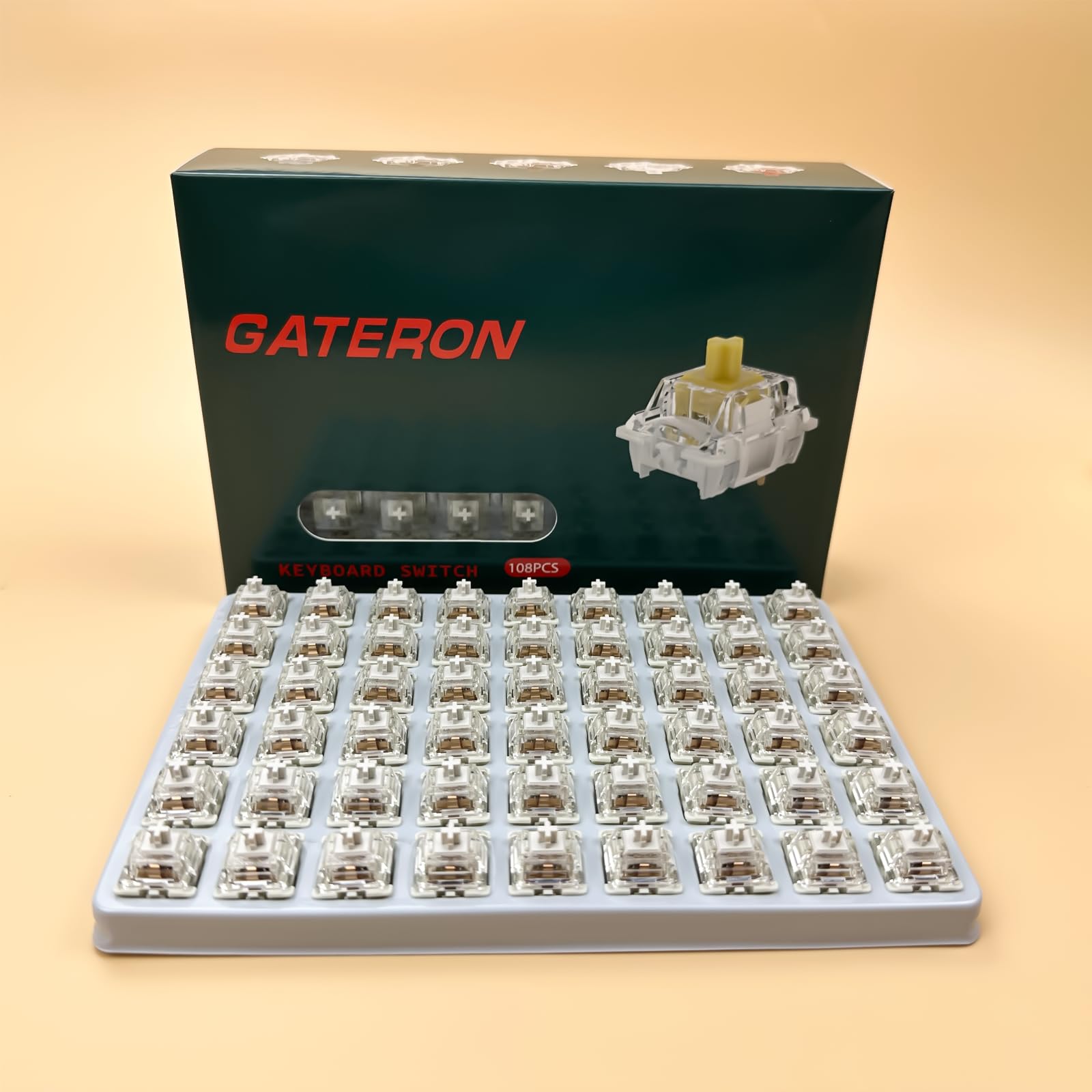 Gateron G Pro 3.0 White Switches for Mechanical Keyboard,3-Pin 38gf Linear/Pre-Lubed/Pin-Enhanced Switches(108pcs,White,3-Pin)