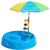 Step2 Play &amp; Shade Pool, Kids Activity Pool with Umbrella, Summer Outdoor Toys, 7 Piece Toy Accessories, For Toddlers 2+ Years Old