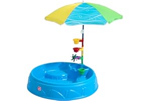 Step2 Play & Shade Pool, Kids Activity Pool with Umbrella, Summer Outdoor Toys, 7 Piece Toy Accessories, For Toddlers 2+ Years Old