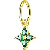 Jewseen 16G Dangle Rook Piercing Jewelry Hoop Emerald Cartilage Earrings Hoop Clicker 316L Surgical Steel Rook Earring for Women 6MM 8MM Cartilage Daith Lobe Piercing Jewelry