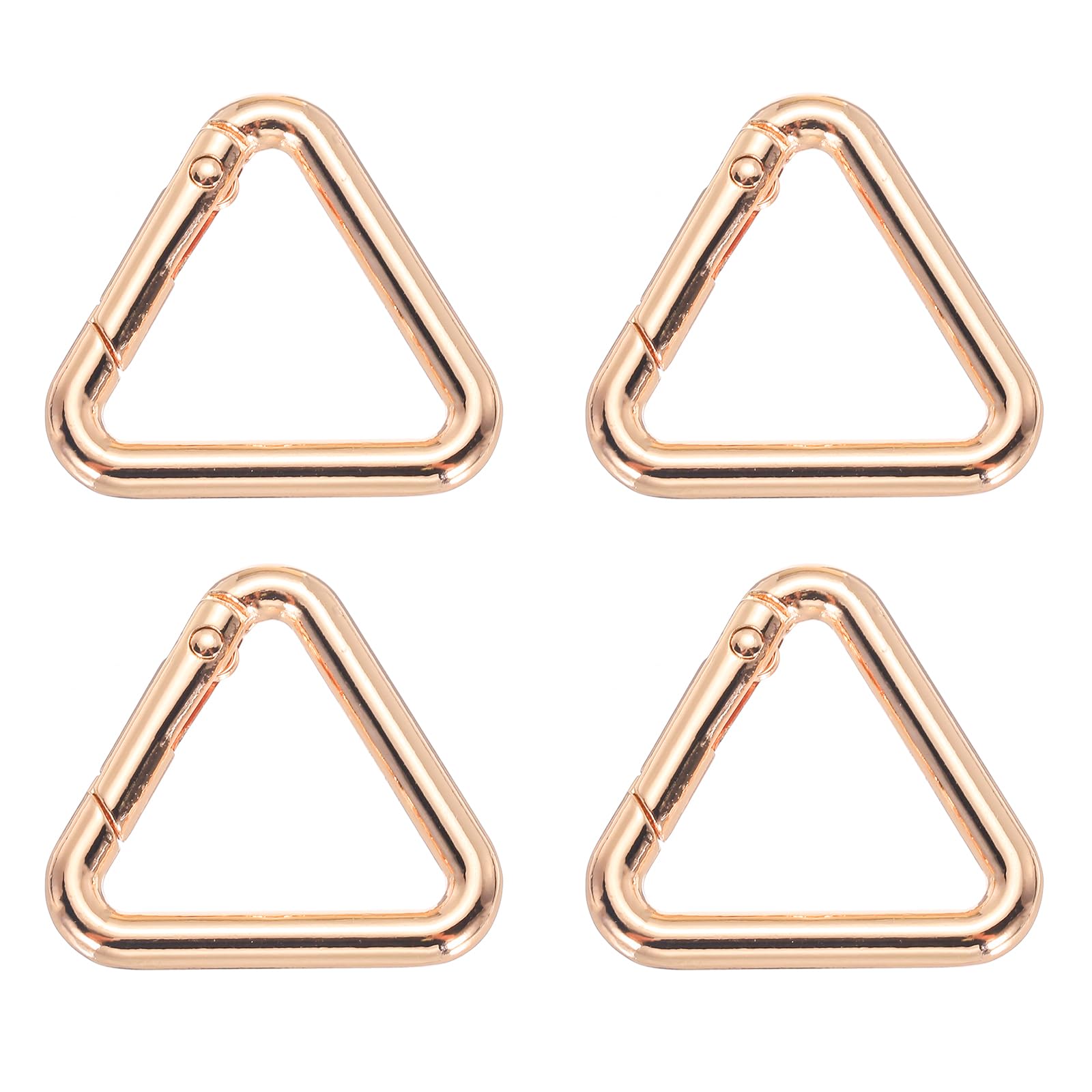 PATIKIL 1-1/5" Metal Triangle Ring Buckle, 4 Pack Triangle Jump Rings Spring Snap Clip Trigger Keychain for Purses Handbag Strap Clasp, Gold Tone