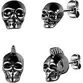 AccGin Gothic Dragon Sword Skull Scorpion Octopus Snake Alien Facehugger Stud Earrings Ear Cuff Retro Punk Rock Earrings for Men Women Stainless Steel Dangle Drop Earrings Jewelry Gifts